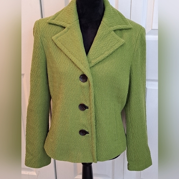 Bernardo Lime Green Wool Blazer/Jacket Size L - Picture 1 of 10